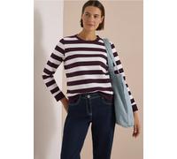 Sweatshirt CECIL, Damen, Gr. M (40), lila (eggplant rot), Sweatware, 65% Baumwolle, 35% Polyester, gestreift, comfort fit, Rundhals, Bündchen, Sweatshirts Sweatshirt, im angenehmen Materialmix, Topsel