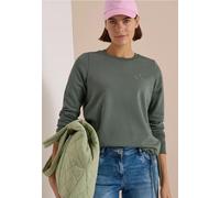 Sweatshirt CECIL, Damen, Gr. S (38), grün (dried olive grün), Sweatware, 65% Baumwolle, 35% Polyester, unifarben, comfort fit, Rundhals, Bündchen, Sweatshirts Sweatshirt, mit Elastiksaum und Tunnelzug