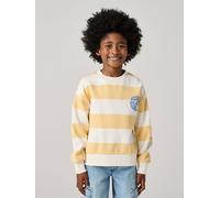 Sweatshirt mit Streifen & Print Jungen gelb Gr. 140 von Vertbaudet