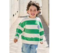 Sweatshirt mit Streifen & Print Jungen, Recycling-Polyester pistaziengrün Gr. 158/164 von vertbaudet