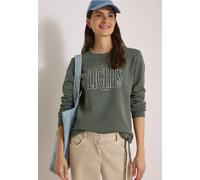Sweatshirt CECIL, Damen, Gr. XS (36), grün (dried olive grün), Web, 65% Baumwolle, 35% Polyester, bedruckt, normal, Rundhals, abgesteppt, Sweatshirts Sweatshirt, mit Tunnelzug am Saum (79853009-XS) dr