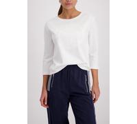 Sweatshirt MONARI, Damen, Gr. 44, weiß (off, weiß), Sweatware, Obermaterial: 55% Polyester, 38% Viskose, 7% Elasthan, unifarben, regular fit normal, Rundhals, eingesetzt abgesteppte Kante, Sweatshirts