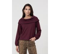 Sweatshirt MONARI "Sweatshirt Basic Carmenkragen", Damen, Gr. 40, lila (dkbordeaux), Web, Obermaterial: 55% Polyester, 38% Viskose, 7% Elasthan, unifarben, regular fit taillenbedeckt, Carmenausschnitt