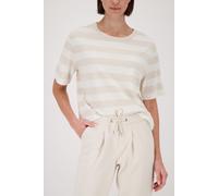 Sweatshirt MONARI "Sweatshirt Basic Ringel", Damen, Gr. 36, beige ger, Sweatware, Obermaterial: 83% Viskose, 14% Polyester, 3% Elasthan, geringelt, regular fit taillenbedeckt, Rundhals, eingesetzt abg