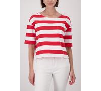 Sweatshirt MONARI "Sweatshirt Basic Ringel", Damen, Gr. 46, rot ger, Web, Obermaterial: 70% Baumwolle, 30% Polyester, geringelt, regular fit taillenbedeckt, Rundhals, eingesetzt abgesteppte Kante, Swe