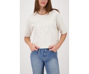 Sweatshirt MONARI "Sweatshirt Basic Schmuck", Damen, Gr. 42, beige, Sweatware, Obermaterial: 100% Baumwolle, unifarben, regular fit taillenbedeckt, Rundhals, eingesetzt abgesteppte Kante, Sweatshirts