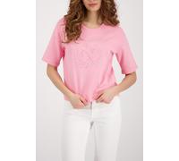 Sweatshirt MONARI "Sweatshirt Basic Schmuck", Damen, Gr. 42, pink, Sweatware, Obermaterial: 100% Baumwolle, unifarben, regular fit taillenbedeckt, Rundhals, eingesetzt abgesteppte Kante, Sweatshirts S