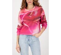 Sweatshirt MONARI "Sweatshirt Blume allover", Damen, Gr. 44, spring flower gem, Sweatware, Obermaterial: 80% Baumwolle, 20% Polyester, gemustert, regular fit taillenbedeckt, Rundhals, eingesetzt Rippb
