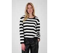 Sweatshirt MONARI "Sweatshirt Ringel", Damen, Gr. 38, schwarz (schwarz geringelt), Web, Obermaterial: 83% Viskose, 14% Polyester, 3% Elasthan, gemustert, geringelt, mehrfarbig, regular fit normal, Run