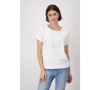 Sweatshirt MONARI "Sweatshirt Schmuckdetail", Damen, Gr. 36, weiß (off, weiß), Jersey, Obermaterial: 52% Modal, 42% Polyester, 6% Elasthan, unifarben, regular fit normal, Rundhals, angeschnitten,Ärmel