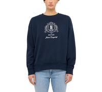Sweatshirt MUSTANG "Damen Style Salida", Damen, Gr. L, blau (dunkelblau), 100% Baumwolle, oversize normal, Rundhals, Sweatshirts Sweatshirt (39337700-L) dunkelblau