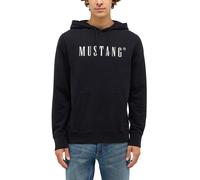 Mustang Herren Hoodie Bronson Label-Print 100% Baumwolle Regular Fit Schwarz XXL
