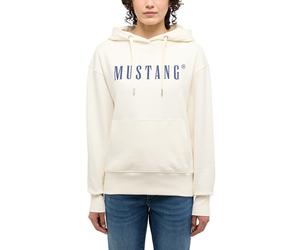 Sweatshirt MUSTANG "Style Margo", Damen, Gr. XL, weiß (whisper weiß), Web, Obermaterial: 100% Baumwolle, bedruckt, regular fit normal, ohne Ausschnitt, Sweatshirts Sweatshirt, mit Logo Print (81903367