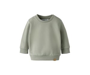 Sweatshirt NAME IT "NBNTAKKI für Mädchen und Jungen mit Druckknopf und Stretch", Mädchen, Gr. 56, shadow, Sweatware, Obermaterial: 95% Baumwolle, 5% Elasthan, unifarben, normal normal, Rundhals, Rippb