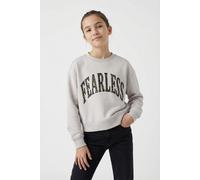 Sweatshirt NAME IT "NKFBIMA LS RLX SHORT SWEAT UNB BOX", Mädchen, Gr. 158/164, beige (lila marble), Sweatware, Obermaterial: 83% Polyester, 13% Viskose, 4% Elasthan, unifarben, normal taillenbedeckt,