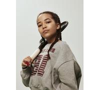 Sweatshirt NAME IT "NKFTAYA LS RLX SHORT SWEAT BRU BOX", Mädchen, Gr. 146/152, grau melange, Sweatware, Obermaterial: 100% Baumwolle, bedruckt, meliert, hüftlang, Rundhals, Rippbündchen, Sweatshirts S