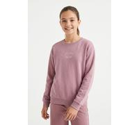 Sweatshirt NAME IT "NKFVASACHA LS NREG SWEAT UNB", Mädchen, Gr. 158/164, rosa (lilas print:college), Sweatware, Obermaterial: 100% Baumwolle, bedruckt, regular fit normal, Rundhals, Rippbündchen, Swea