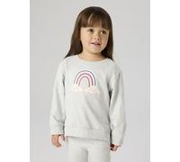 Sweatshirt NAME IT "NMFBISSINE LS NREG SWE UNB BOX PB", Mädchen, Gr. 122/128, light grau melange, Sweatware, Obermaterial: 100% Baumwolle, bedruckt, meliert, normal normal, Rundhals, Sweatshirts Sweat