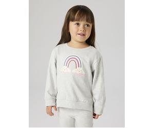 Sweatshirt NAME IT "NMFBISSINE LS NREG SWE UNB BOX PB", Mädchen, Gr. 122/128, light grau melange, Sweatware, Obermaterial: 100% Baumwolle, bedruckt, meliert, normal normal, Rundhals, Sweatshirts Sweat