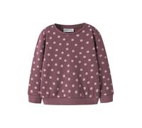 Sweatshirt NAME IT "NMFDAVINA LS SWEAT FLEECE BRU NOOS", Mädchen, Gr. 80, braun (wild ginger aop:with lilas flowers), Sweatware, Obermaterial: 66% Polyester, 30% Baumwolle, 4% Elasthan, bedruckt, norm