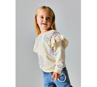 Sweatshirt NAME IT "NMFKIWILE LS NREG SWEAT UNB", Mädchen, Gr. 92, beige (antique weiß), Sweatware, Obermaterial: 95% Baumwolle, 5% Elasthan, bedruckt, regular fit normal, Rundhals, Rippbündchen, Swea