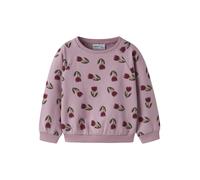 Sweatshirt NAME IT "NMFOKLA LS NREG SWEAT BRU BOX", Mädchen, Gr. 122/128, rosa (lilas), Sweatware, Obermaterial: 95% Baumwolle, 5% Elasthan, bedruckt, regular fit normal, Rundhals, Rippbündchen, Sweat