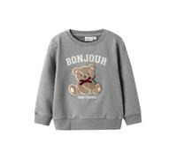 Sweatshirt NAME IT "NMFREAR LS SWEAT BRU", Jungen, Gr. 122/128, grau melange, Sweatware, Obermaterial: 95% Baumwolle, 5% Elasthan, bedruckt, Rundhals, Sweatshirts Sweatshirt (77996210-122) grau melang