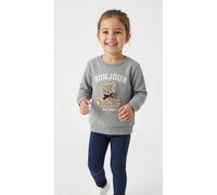 Sweatshirt NAME IT "NMFREAR LS SWEAT BRU", Mädchen, Gr. 104, grau melange, Sweatware, Obermaterial: 95% Baumwolle, 5% Elasthan, bedruckt, Rundhals, Sweatshirts Sweatshirt (77996210-104) grau melange