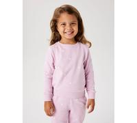 Sweatshirt NAME IT "NMFVALBA - Sweater mit Herzchen-Alloverdruck und Rippbündchen", Mädchen, Gr. 104, rosa (corsage), Sweatware, Obermaterial: 100% Baumwolle, bedruckt, normal normal, Rundhals, Rippbü