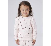 Sweatshirt NAME IT "NMFVALBA - Sweater mit Herzchen-Alloverdruck und Rippbündchen", Mädchen, Gr. 92, crystal pink, Sweatware, Obermaterial: 100% Baumwolle, bedruckt, normal normal, Rundhals, Rippbündc