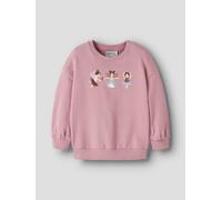 Sweatshirt NAME IT "NMFVALONA LS LONG RLX SWEAT UNB", Mädchen, Gr. 122/128, lilas print, Sweatware, Obermaterial: 100% Baumwolle, bedruckt, relaxed fit normal, Rundhals, Rippbündchen, Sweatshirts Swea