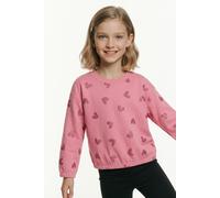 Sweatshirt NAME IT "NMFVILUBA LS NREG SWEAT UNB", Mädchen, Gr. 110, flowering ginger aop:glitter hearts, Sweatware, Obermaterial: 100% Baumwolle, bedruckt, regular fit normal, Rundhals, elastischer Bu