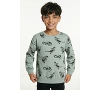 Sweatshirt NAME IT "NMMKASSE LS NREG SWEAT UNB", Jungen, Gr. 98, grün milieu, Sweatware, Obermaterial: 95% Baumwolle, 5% Elasthan, bedruckt, regular fit normal, Rundhals, Rippbündchen, Sweatshirts Swe