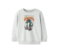 Sweatshirt NAME IT "NMMLORENZO LS NREG SWEAT BRU BOX", Jungen, Gr. 104, light grau melange, Sweatware, Obermaterial: 100% Baumwolle, bedruckt, regular fit normal, Rundhals, Rippbündchen, Sweatshirts S