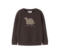 Sweatshirt NAME IT "NMMOBEAR NREG SWEAT UNB", Jungen, Gr. 80, french roast, Sweatware, Obermaterial: 51% Baumwolle, 35% Polyester, 14% Viskose, bestickt, unifarben, normal hüftlang, Rundhals, Rippbünd