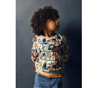 Sweatshirt NAME IT "NMMOSWALDY LS NREG SWEAT BRU BOX", Jungen, Gr. 92, bunt (sesame), Sweatware, Obermaterial: 95% Baumwolle, 5% Elasthan, bedruckt, regular fit normal, Rundhals, Rippbündchen, Sweatsh