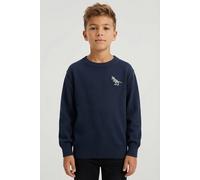 Sweatshirt NAME IT "NMMVALLEN LS NREG SWEAT BRU", Jungen, Gr. 92, blau (navy blazer print:dino), angeraute Sweatware, Obermaterial: 60% Baumwolle, 40% Polyester, unifarben, normal normal, Rundhals, Ri