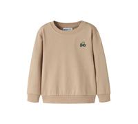 Sweatshirt NAME IT "NMMVALLEN LS NREG SWEAT UNB", Jungen, Gr. 104, beige (sesame print:tractor), Sweatware, Obermaterial: 60% Baumwolle, 40% Polyester, bedruckt, regular fit normal, Rundhals, Rippbünd