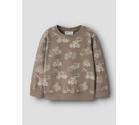 Sweatshirt NAME IT "NMMVARON für Jungen mit Alloverprint und Rippbündchen", Jungen, Gr. 86, braun (fossil), Sweatware, Obermaterial: 100% Baumwolle, bedruckt, normal normal, Rundhals, Rippbündchen, Sw
