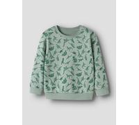 Sweatshirt NAME IT "NMMVIFELIX LS NREG SWEAT UNB", Jungen, Gr. 98, grün milieu print:dino, Sweatware, Obermaterial: 100% Baumwolle, bedruckt, regular fit normal, Rundhals, Rippbündchen, Sweatshirts Sw