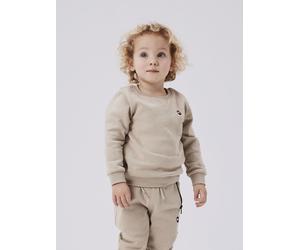 Sweatshirt NAME IT "NMMVIMO LS SWEAT BRU NOOS", Jungen, Gr. 86, beige (pure cashmere), angeraute Sweatware, Obermaterial: 60% Baumwolle, 40% Polyester, bestickt, unifarben, regular fit hüftlang, Rundh