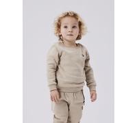 Sweatshirt NAME IT "NMMVIMO LS SWEAT BRU NOOS", Jungen, Gr. 92, beige (pure cashmere), angeraute Sweatware, Obermaterial: 60% Baumwolle, 40% Polyester, bestickt, unifarben, regular fit hüftlang, Rundh