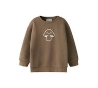 Sweatshirt NAME IT "NMNRILEY LS RLX SWEAT BRU NOOS", Mädchen, Gr. 110, braun (braun lentil detail:antique weiß print), Sweatware, Obermaterial: 70% Baumwolle, 30% Polyester, bedruckt, normal, Rundhals