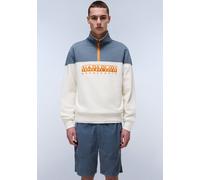 Sweatshirt NAPAPIJRI "B-SATURNIA HZ", Herren, Gr. M, weiß (weiß whisper), Sweatware, Obermaterial: 100% Baumwolle, bestickt, mehrfarbig, regular fit normal, Rundhals, eingesetzt Bündchen, Sweatshirts 