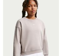 Sweatshirt NIKE SPORTSWEAR "G NSW STUDIO FLC BXY OS LBR", Mädchen, Gr. L (152/158), moon particle, weiß, angeraute Sweatware, Obermaterial: 80% Baumwolle, 20% Polyester, normal, Rundhals, angesetztes