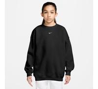 Sweatshirt NIKE SPORTSWEAR "G NSW STUDIO FLC OS CRW LBR", Mädchen, Gr. M (140/146), schwarz, weiß, angeraute Sweatware, Obermaterial: 80% Baumwolle, 20% Polyester, normal, Rundhals, angesetztes Bündch