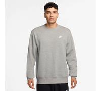 Sweatshirt NIKE SPORTSWEAR "M NK CLUB BB CREW", Herren, Gr. L, dk grau heather, weiß, Jersey, Obermaterial: 80% Baumwolle, 20% Polyester, normal, Rundhals, angesetztes Bündchen, Sweatshirts Sweatshirt