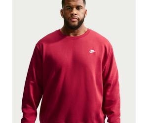Sweatshirt NIKE SPORTSWEAR "M NK CLUB BB CREW", Herren, Gr. S, tough rot, weiß, Jersey, Obermaterial: 80% Baumwolle, 20% Polyester, normal, Rundhals, angesetztes Bündchen, Sweatshirts Sweatshirt, kurz
