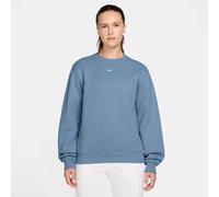 Sweatshirt NIKE SPORTSWEAR "W NK STDO FLC MW STD CREW", Damen, Gr. S, work blau, sail, angeraute Sweatware, Obermaterial: 80% Baumwolle, 20% Polyester, normal, Rundhals, angesetztes Bündchen, Sweatshi