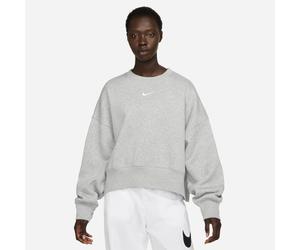 Sweatshirt NIKE SPORTSWEAR "W NSW PHNX FLC OOS CREW", Damen, Gr. M, grau (dk grau heat), Obermaterial: 80% Baumwolle, 20% Polyester, Sweatshirts Sweatshirt, extragroßes Rundhalsshirt, mit Langarm-Desi